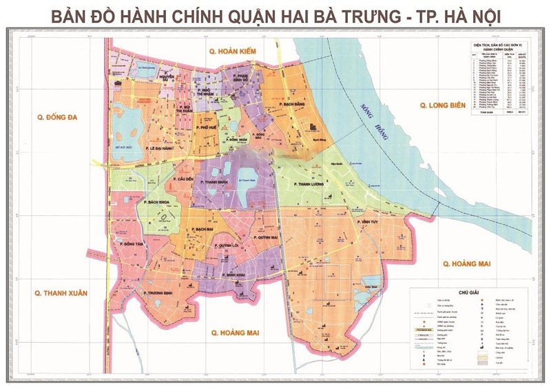 Bản đồ hành chính quận Hai Bà Trưng - Hà Nội